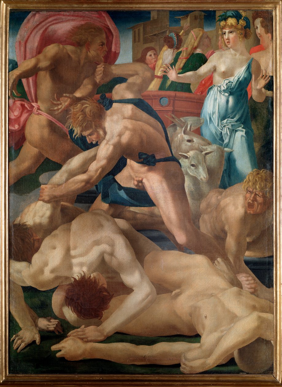 Mózes megvédi Jethro lányait – olaj, vászon alkotó: Giovanni Battista Rosso Fiorentino