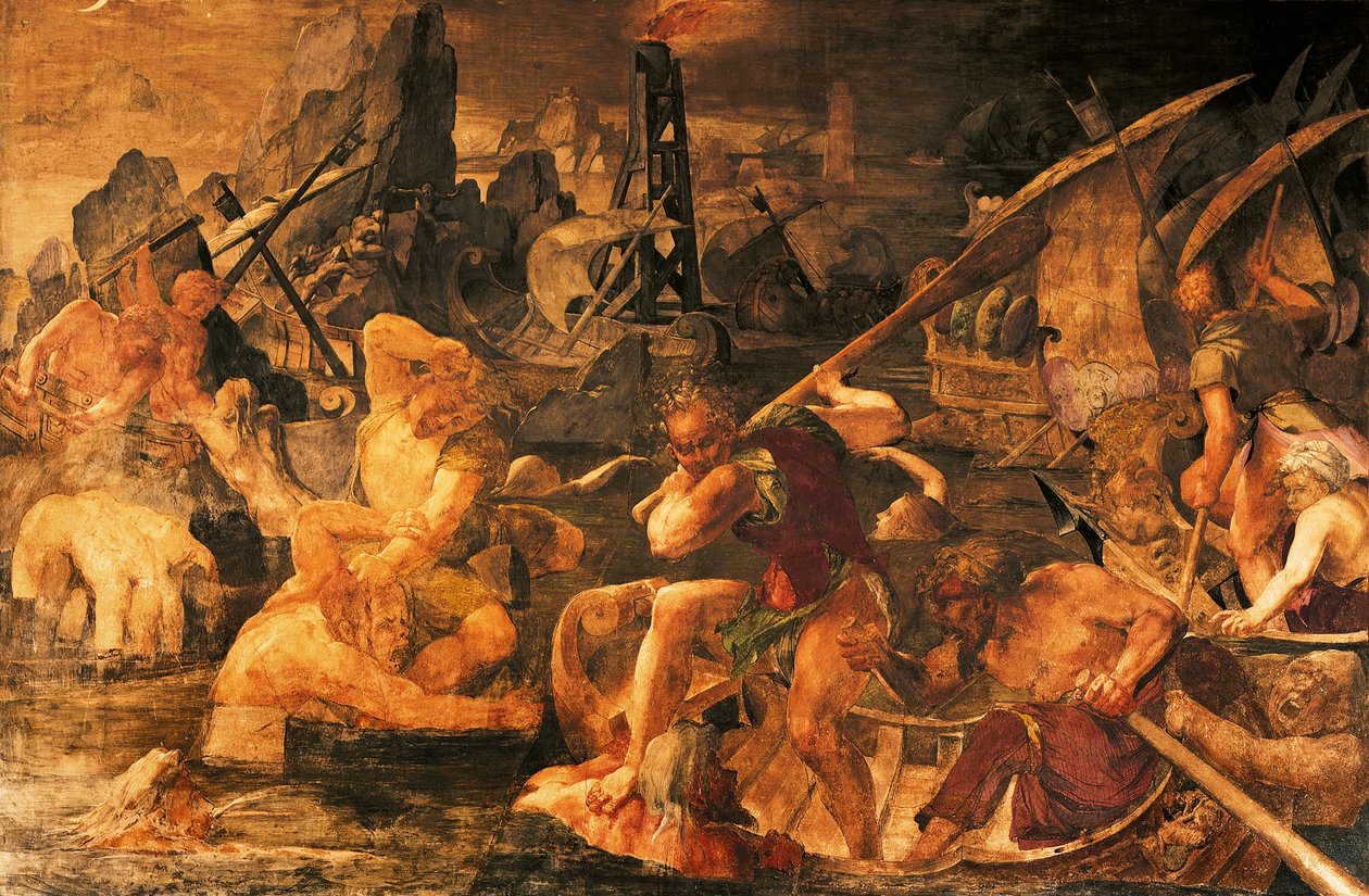 Tengeri harc, I. Ferenc freskó Galéria, Chateau de Fontainebleau (az UNESCO világörökség része). alkotó: Giovanni Battista Rosso Fiorentino