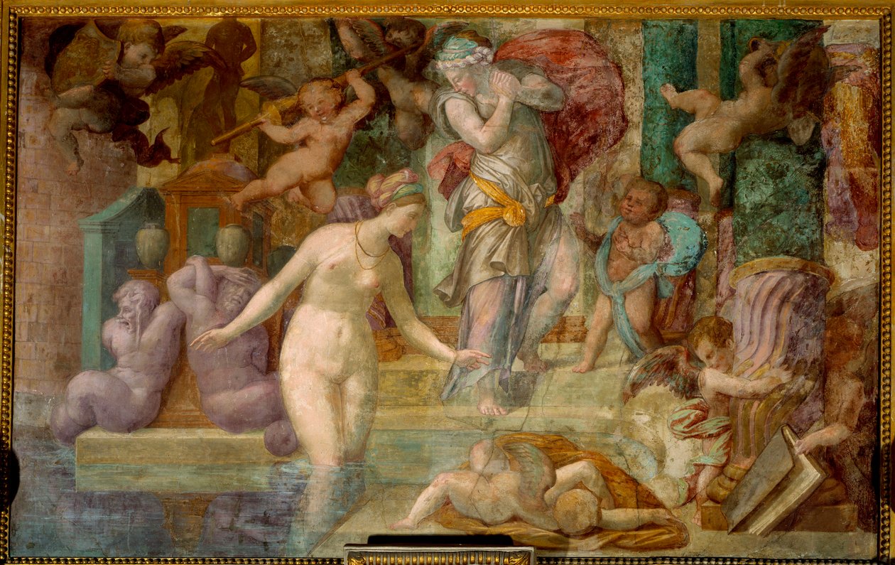 Fontainebleau iskola: Vénusz a szökőkútnál. Giovanni Battista festménye, Jacopo Rosso (1494-1541) alkotó: Giovanni Battista Rosso Fiorentino