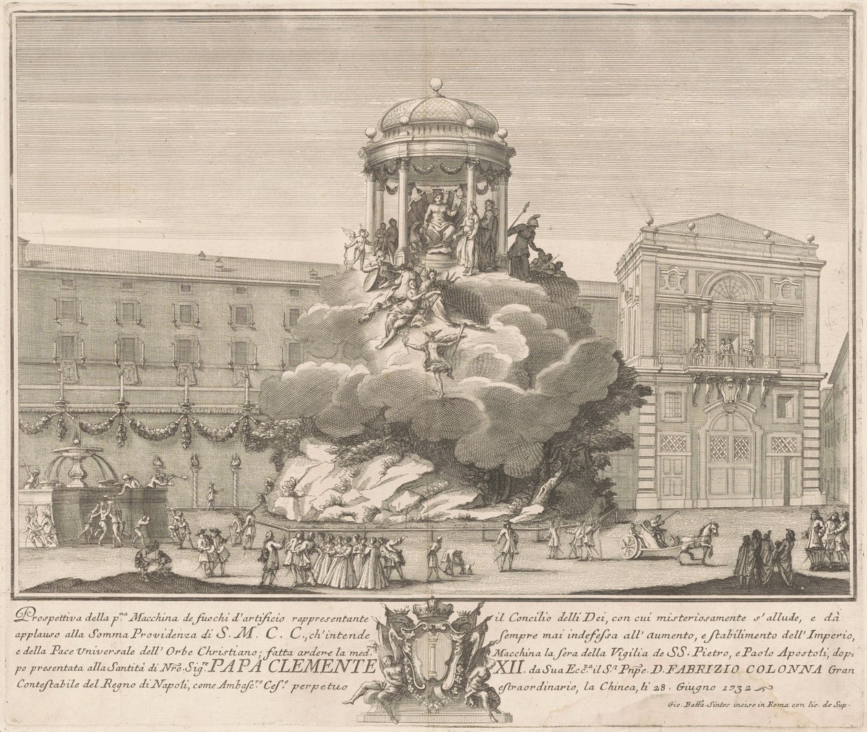 A Prima Macchina Kína számára 1732: Az Istenek Tanácsa alkotó: Giovanni Battista Sintes, after Nicola Michetti