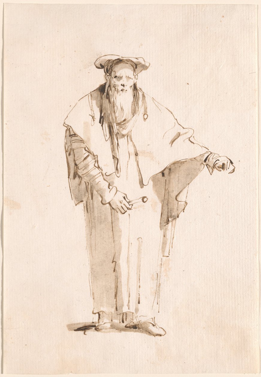 Egy álló keleti, aki egy rudat tart alkotó: Giovanni Battista Tiepolo