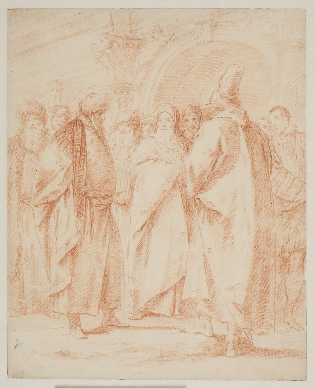 Egy csapat férfi gyűlt össze egy kapu előtt alkotó: Giovanni Battista Tiepolo