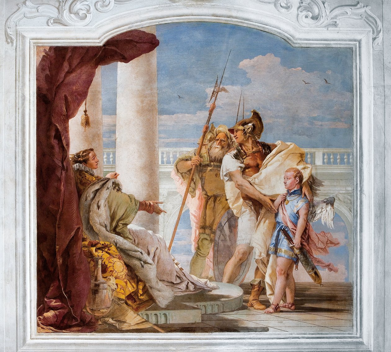 Aeneis bemutatja Ascaniusnak álcázott Ámort Didónak, az Aeneis szobájából a Palazzinában, 1757 alkotó: Giovanni Battista Tiepolo