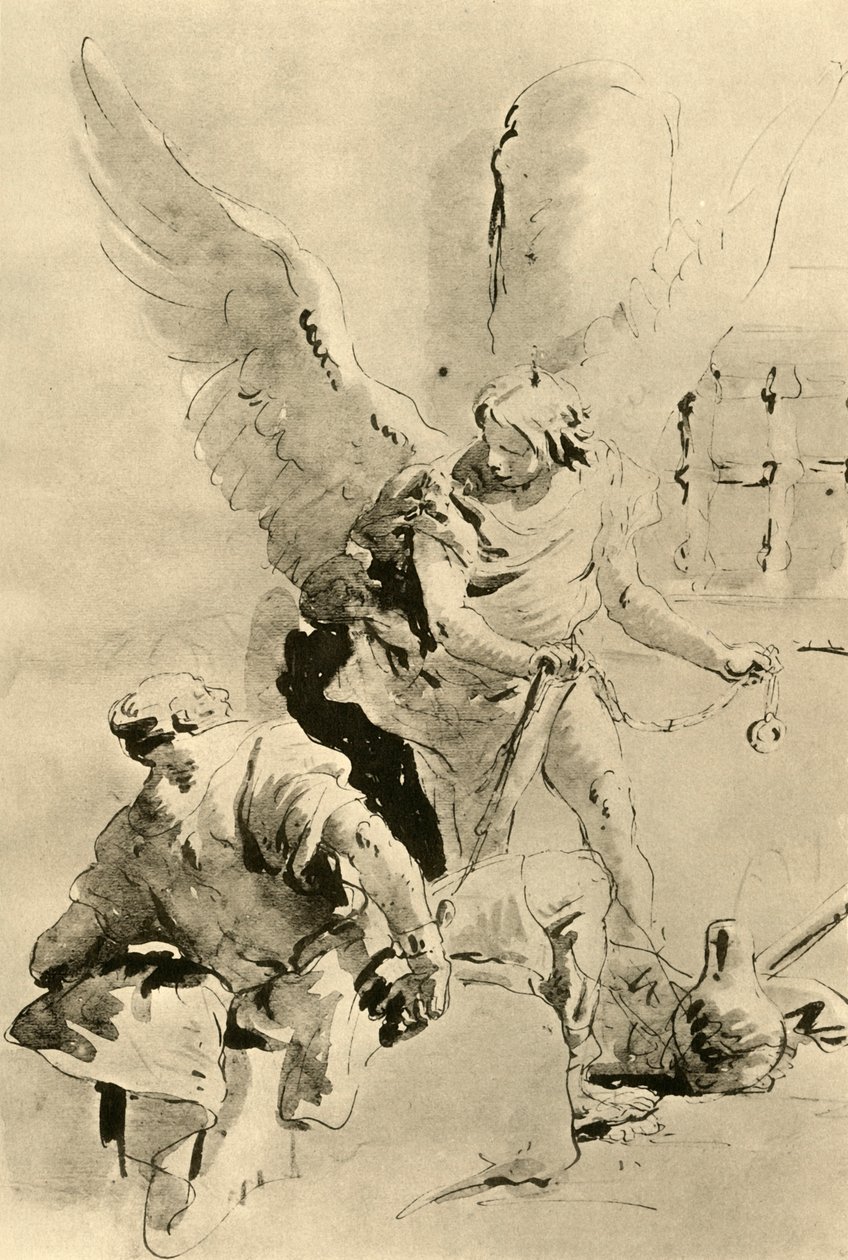 Egy angyal jelenik meg Péter apostolnak a börtönben, a 18. század közepén, 1928 alkotó: Giovanni Battista Tiepolo