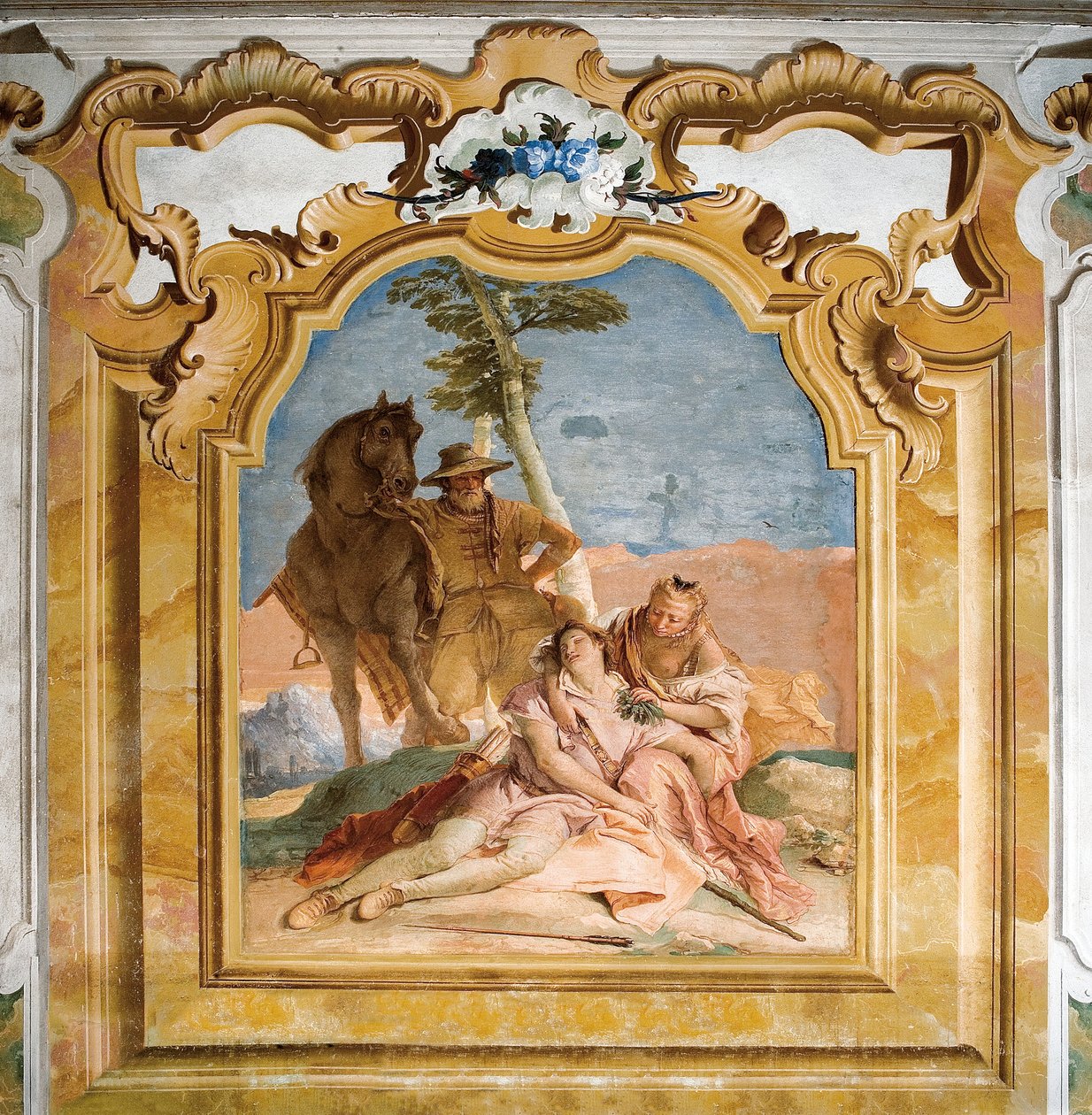 Angelica a sebesült Medoro segítségére jön, Orlando Furioso szobájából a Palazzinában, 1757 alkotó: Giovanni Battista Tiepolo