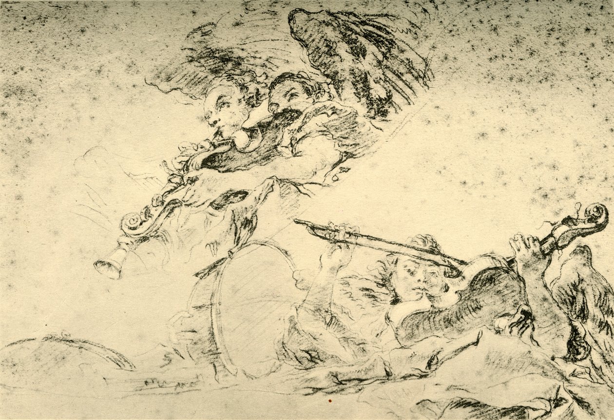 Hangszereken játszó angyalok, c1755, 1928 alkotó: Giovanni Battista Tiepolo