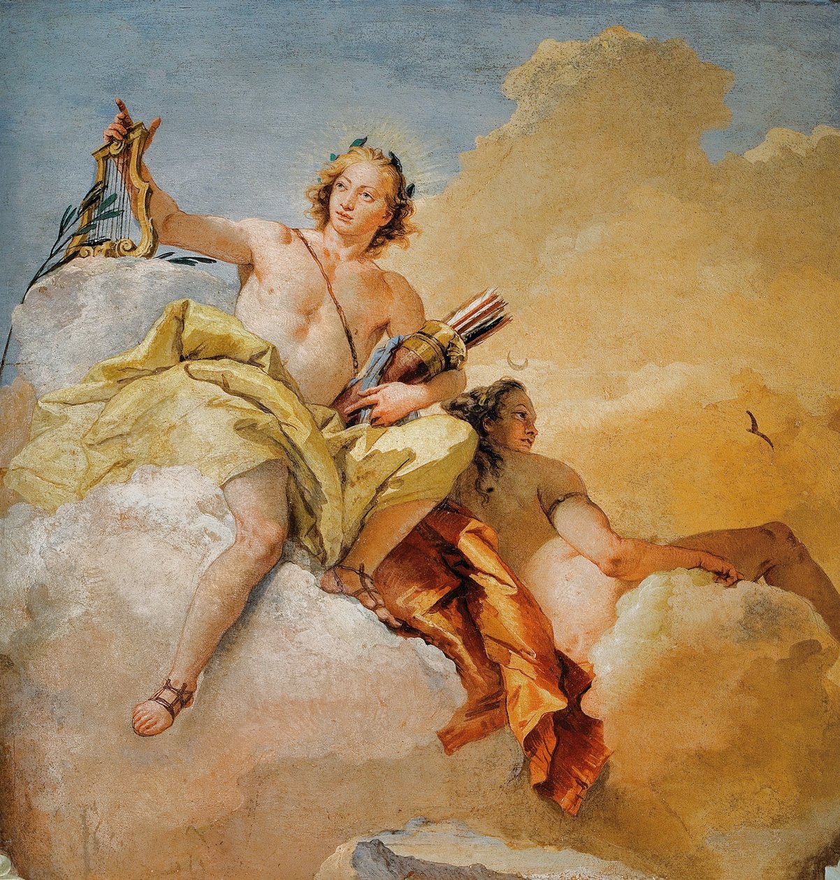 Apollo és Diana, az olimpiai istenségek szobájából a Foresteriában (Vendégház) 1757 alkotó: Giovanni Battista Tiepolo