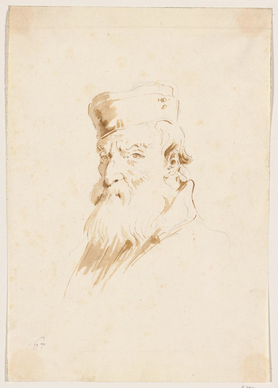 Sapkát viselő szakállas férfi alkotó: Giovanni Battista Tiepolo