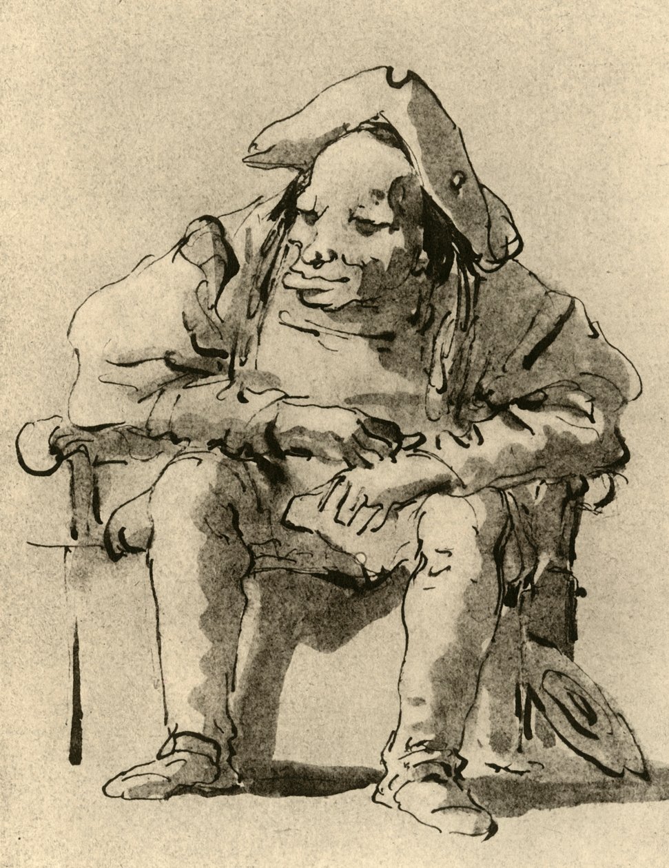 Karikatúra egy ülő férfiról, 18. század közepe, 1928 alkotó: Giovanni Battista Tiepolo