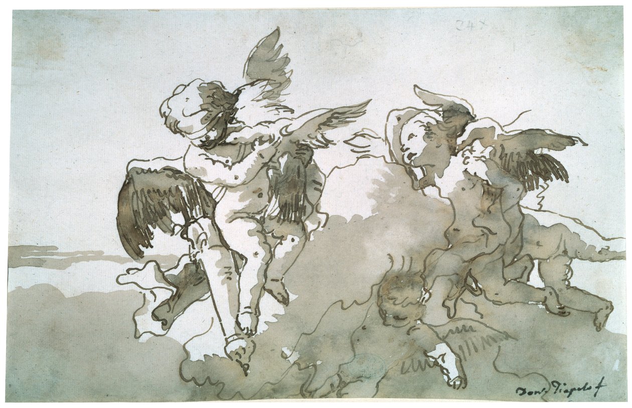 Ámor galambokkal és fáklyával, 17. század alkotó: Giovanni Battista Tiepolo