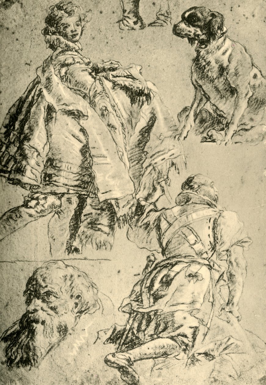 Részletes tanulmányok a würzburgi rezidencia Kaisersaal freskóihoz, 1751-1752, 1928 alkotó: Giovanni Battista Tiepolo