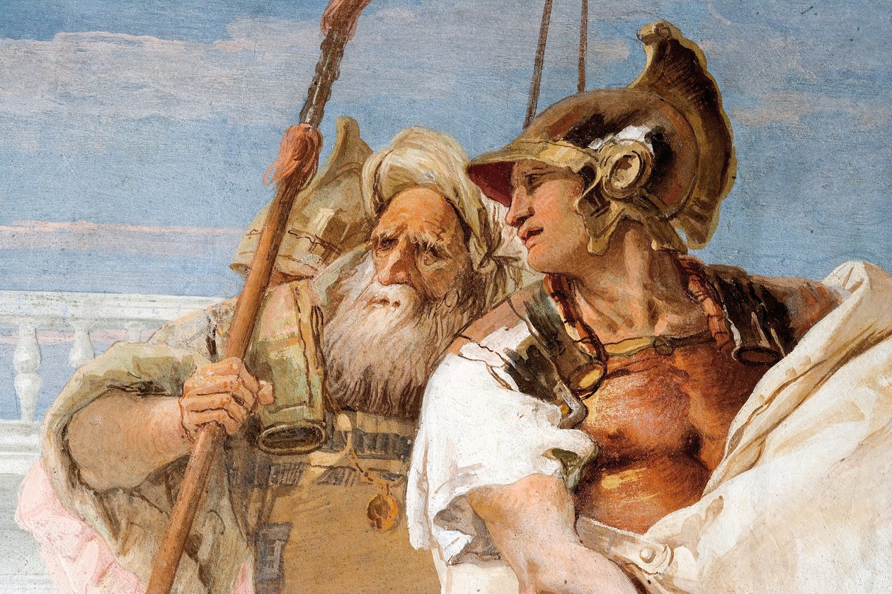 Részlet Aeneasról, az Aeneis bemutatja Ámort, Ascaniusnak álcázva Didóig, az Aeneis szobájából a Palazzinában, 1757 alkotó: Giovanni Battista Tiepolo