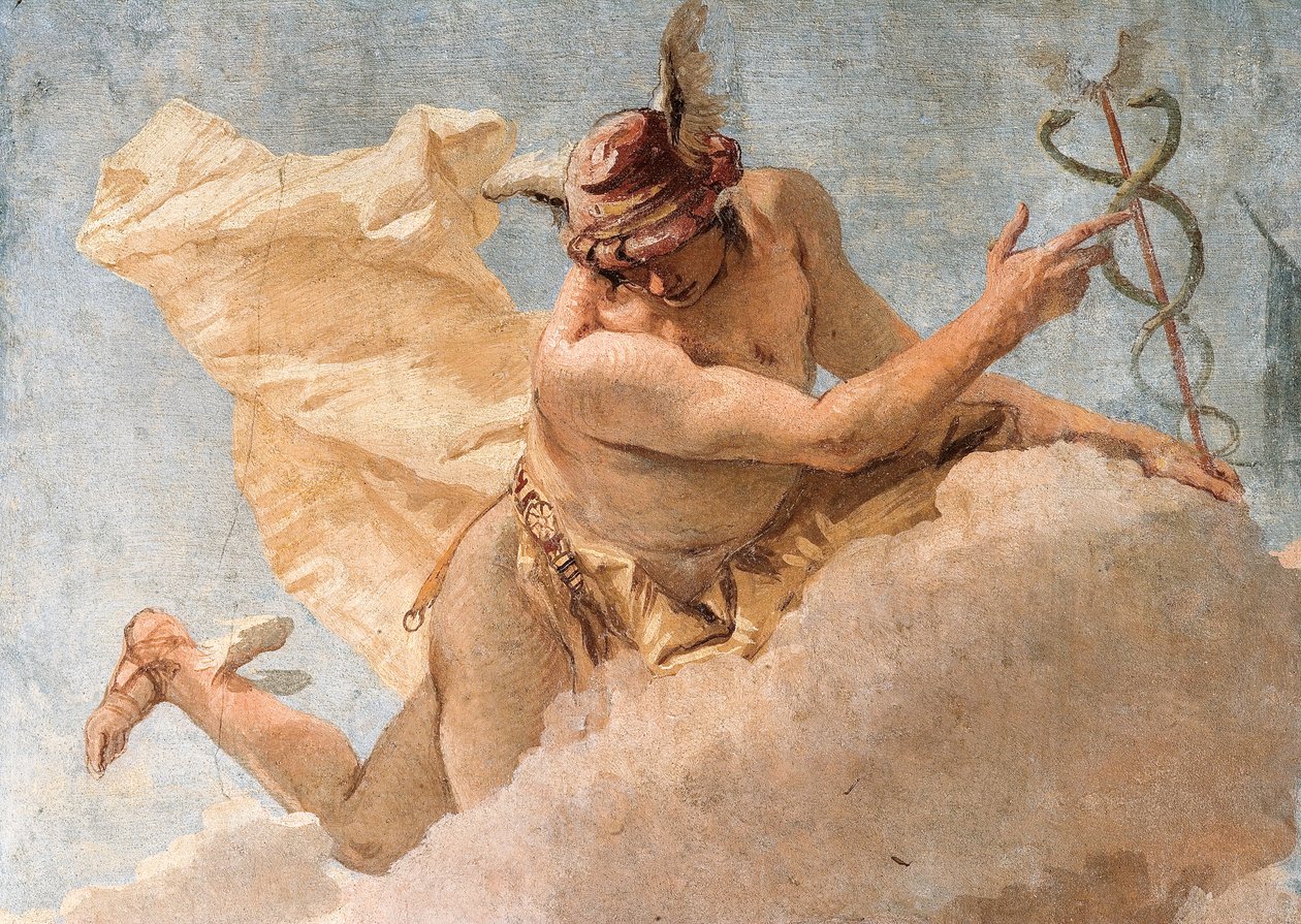 Detail of Mercury, from Mercury Exhorting Aeneas to Leave Carthage, from the Room of the Aeneid in the Palazzina, 1757  alkotó: Giovanni Battista Tiepolo