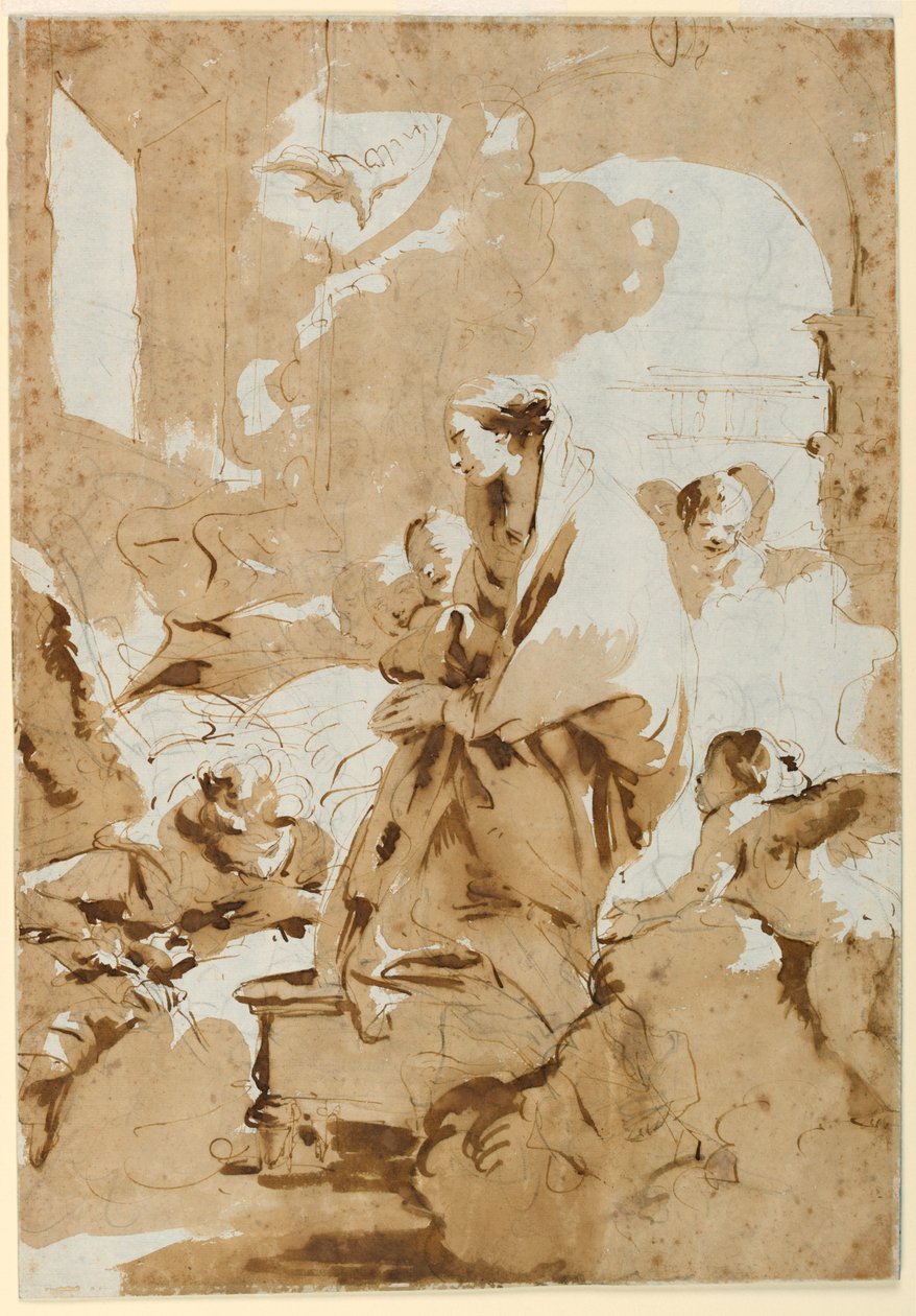 Rajz, Az örömhírdetés, 1732 körül. alkotó: Giovanni Battista Tiepolo