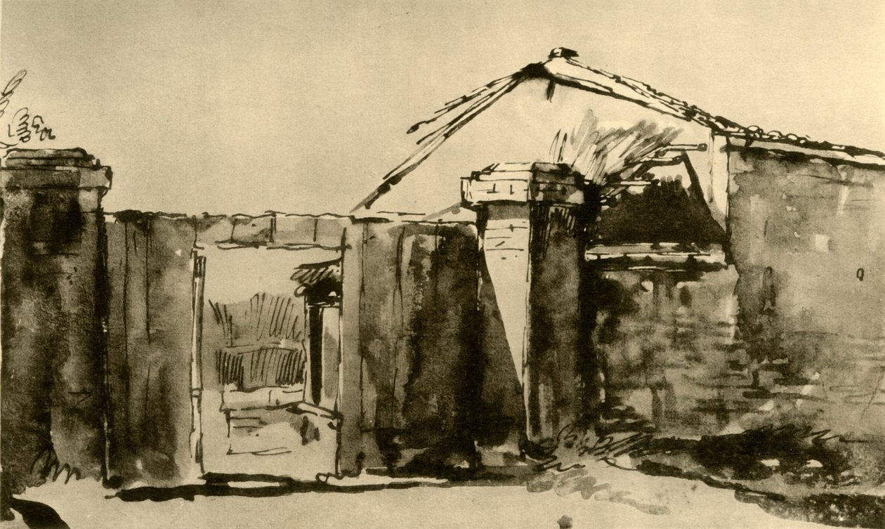 Egy parasztudvar bejárata, 18. század közepe, 1928 alkotó: Giovanni Battista Tiepolo