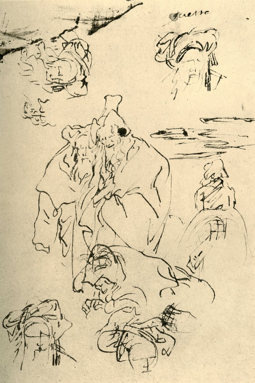 Keletiek figurái és fejei, 18. század közepe, 1928 alkotó: Giovanni Battista Tiepolo