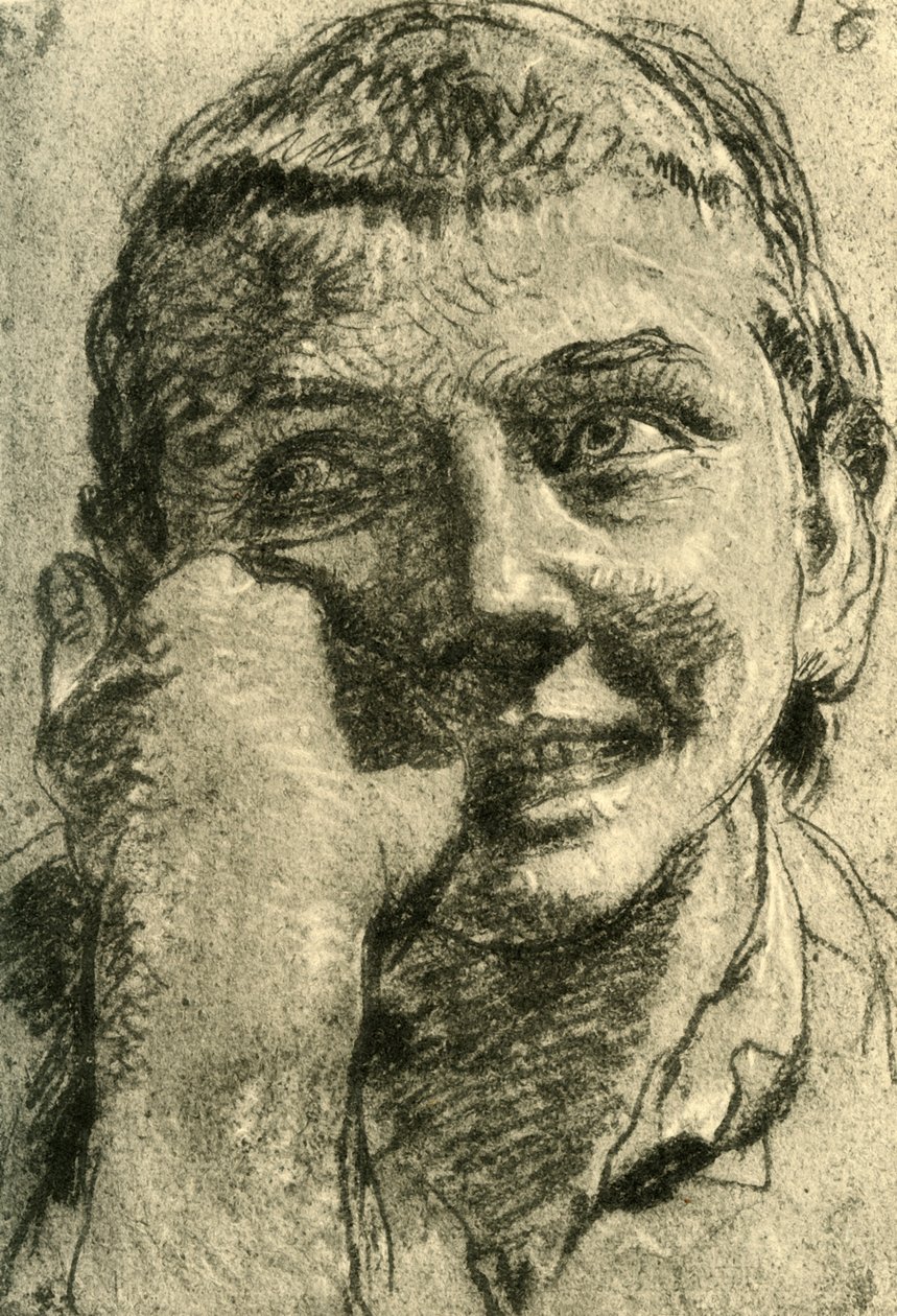Egy nevető fiú feje, 18. század közepe, 1928 alkotó: Giovanni Battista Tiepolo