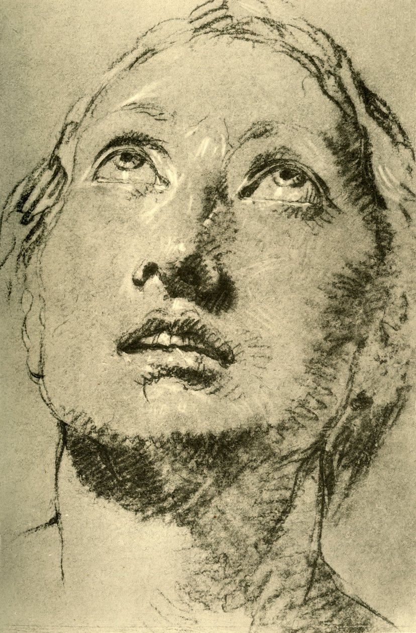 Egy fiatal nő feje, felnéz, c1755, 1928 alkotó: Giovanni Battista Tiepolo