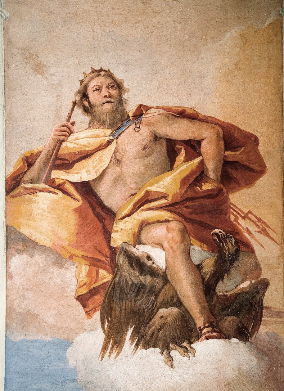 Jove the Thunderer with Eagle, az olimpiai istenségek szobájából a Foresteriában (Vendégház) 1757 alkotó: Giovanni Battista Tiepolo