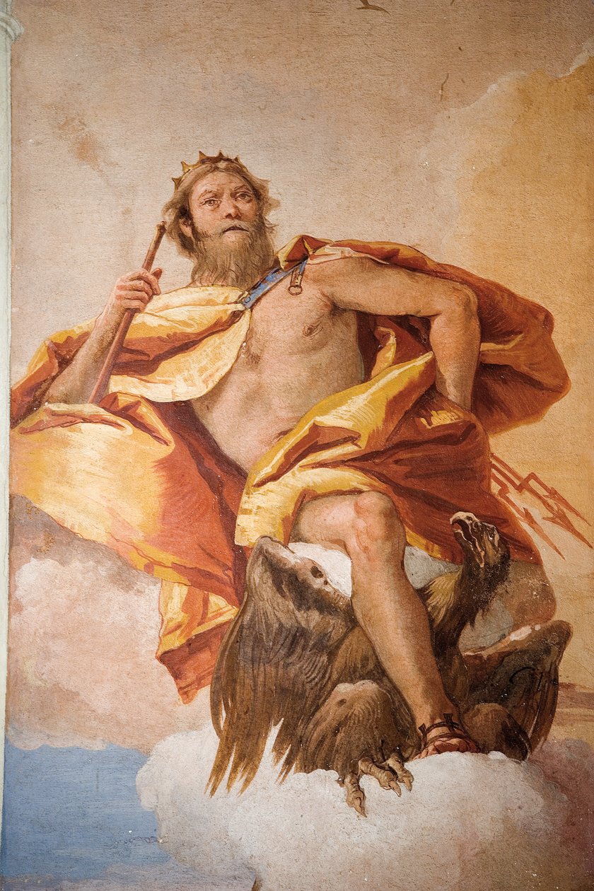 Jove the Thunderer with Eagle, az olimpiai istenségek szobájából a Foresteriában (Vendégház) 1757 alkotó: Giovanni Battista Tiepolo