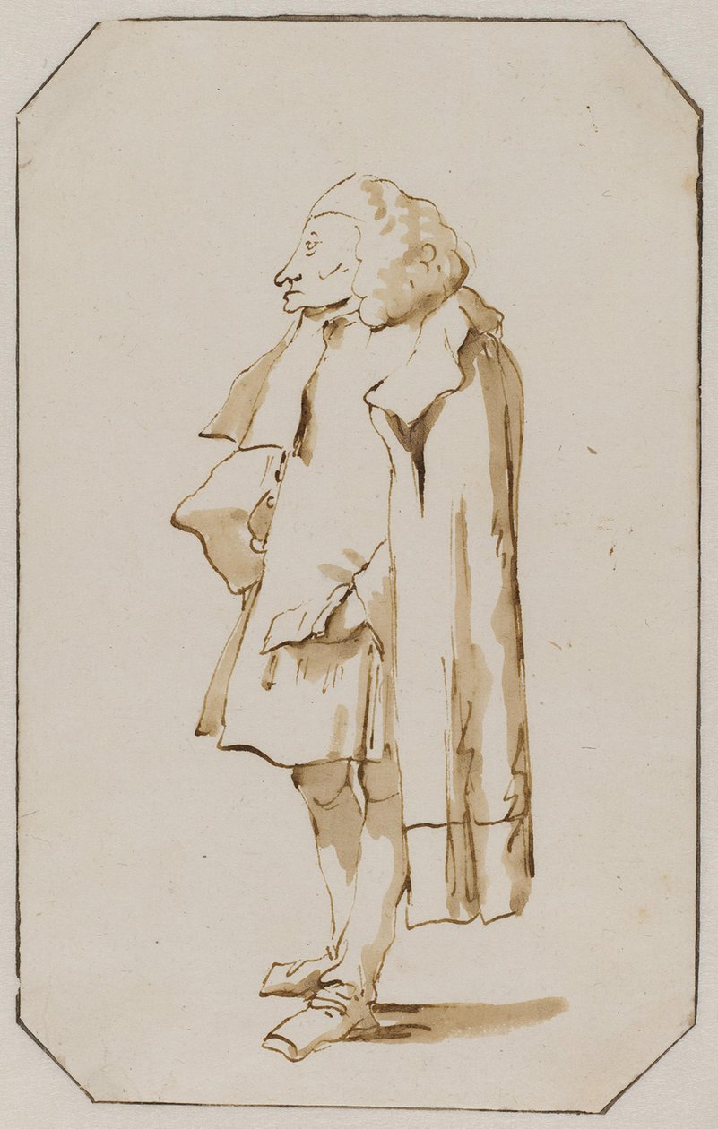 Karikatúra egy köpenyben álló férfiról alkotó: Giovanni Battista Tiepolo