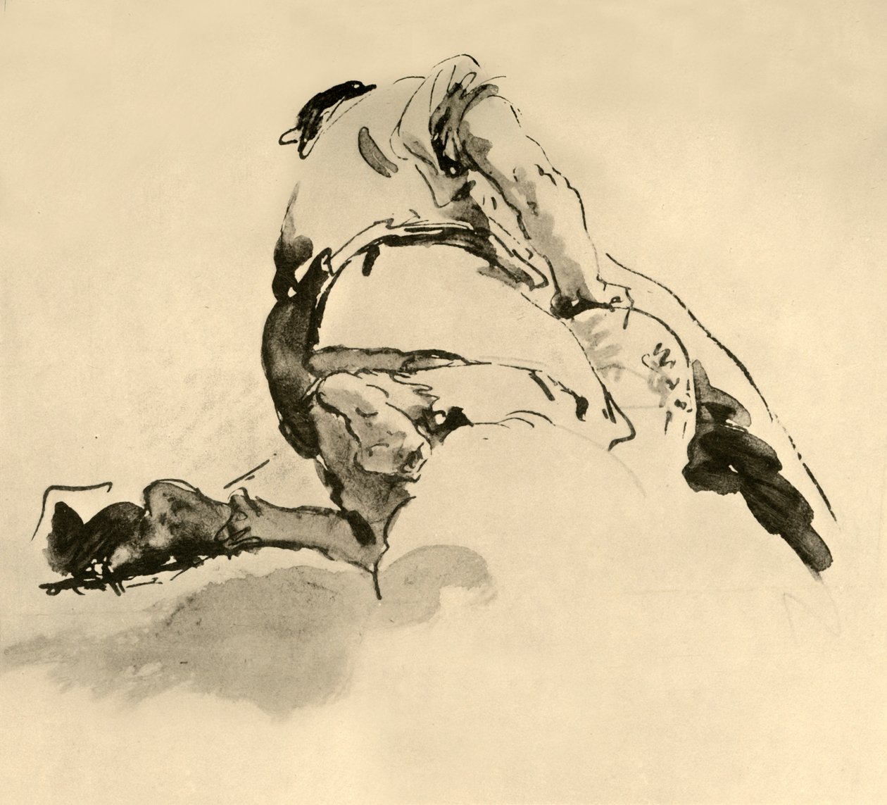 Térdelő alak hátulról nézve, 18. század közepe, 1928 alkotó: Giovanni Battista Tiepolo