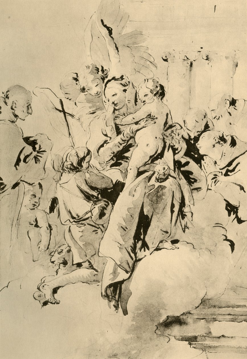 Madonna szentekkel és angyalokkal, 18. század közepe, 1928 alkotó: Giovanni Battista Tiepolo
