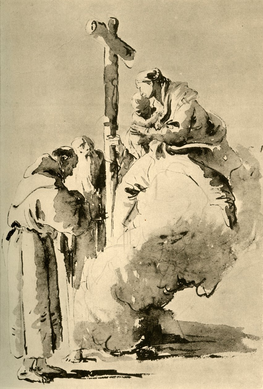 Madonna két szent szerzetessel, 18. század közepe, 1928 alkotó: Giovanni Battista Tiepolo