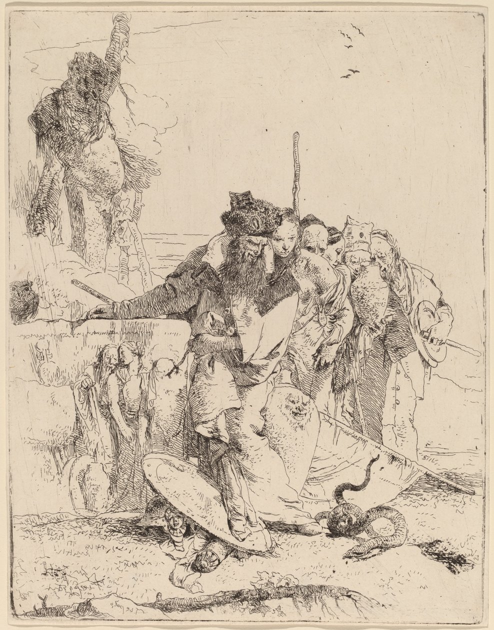 Bűvész és mások egy kígyóval kapcsolatban alkotó: Giovanni Battista Tiepolo