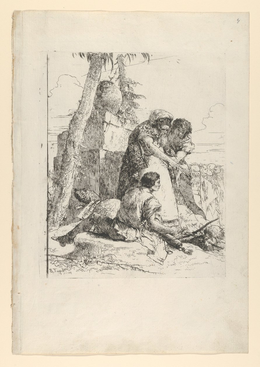 Mágus, aki égő fejet mutat két fiatalnak, a Scherziből, kb. 1743-50. alkotó: Giovanni Battista Tiepolo