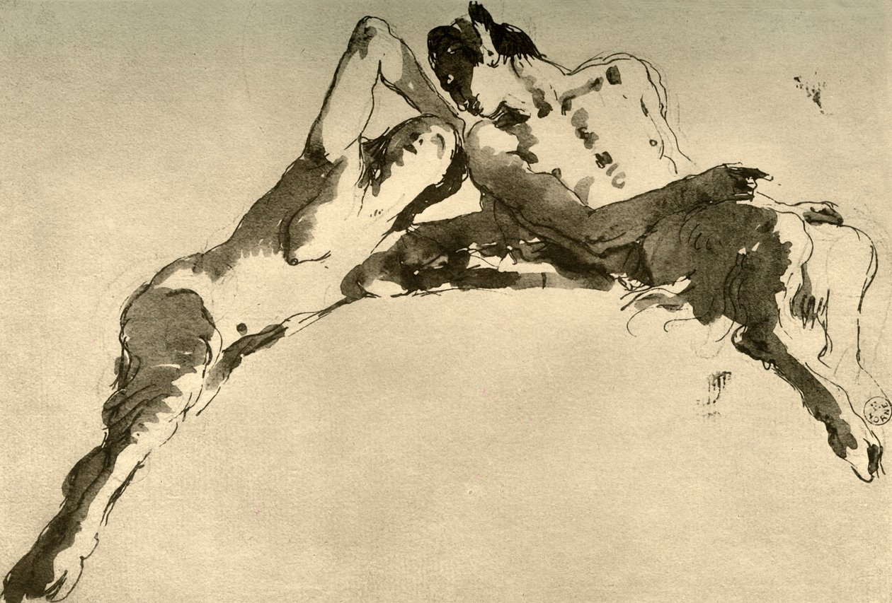 Férfi és női faun, 18. század közepe, 1928 alkotó: Giovanni Battista Tiepolo