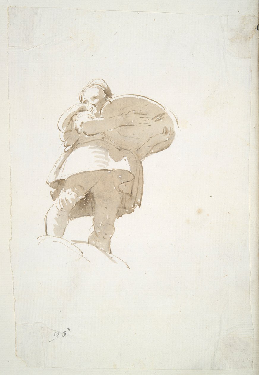 Tálcát hordozó férfialak alulról nézve alkotó: Giovanni Battista Tiepolo
