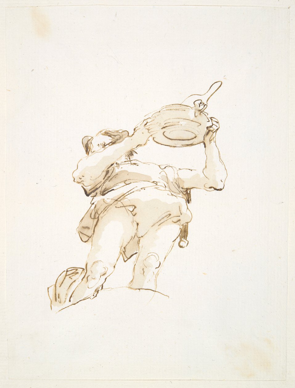 Alulról nézve tálcát hordozó férfi alak tyúkkal alkotó: Giovanni Battista Tiepolo