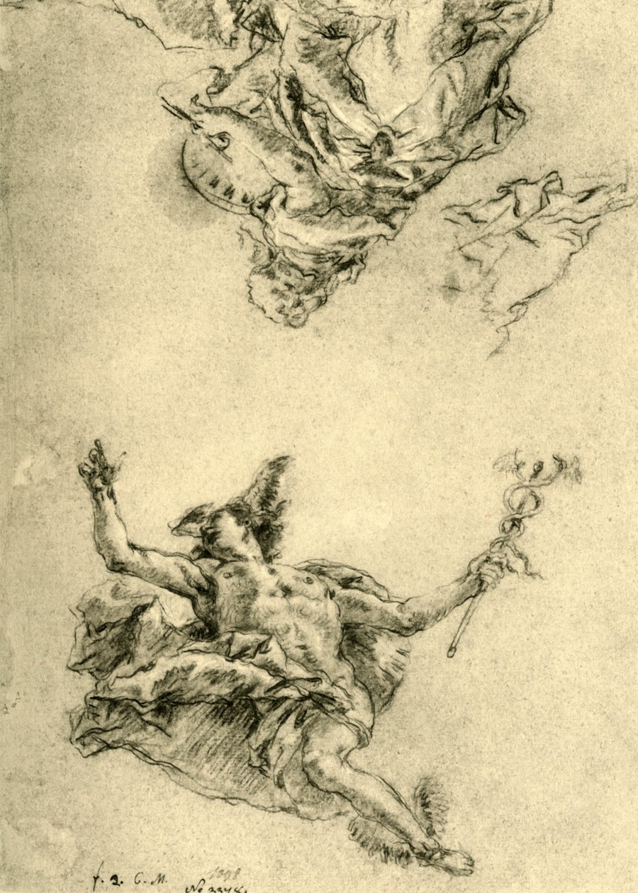 Merkúr és festészet, 1752-1753, 1928 alkotó: Giovanni Battista Tiepolo