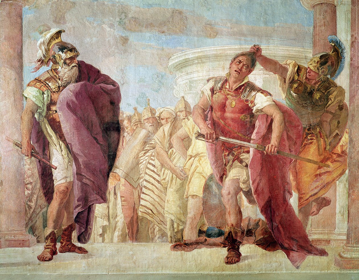 A Minerva megakadályozza, hogy Achilles megölje Agamemnont, Homérosz Iliászából, 1757 alkotó: Giovanni Battista Tiepolo