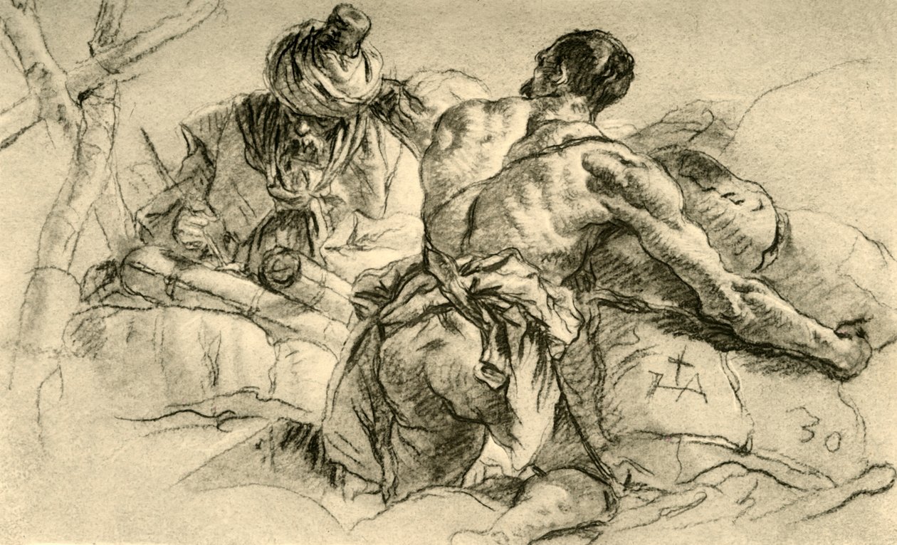 Keleti kereskedők árubálákkal, 1753, 1928 alkotó: Giovanni Battista Tiepolo