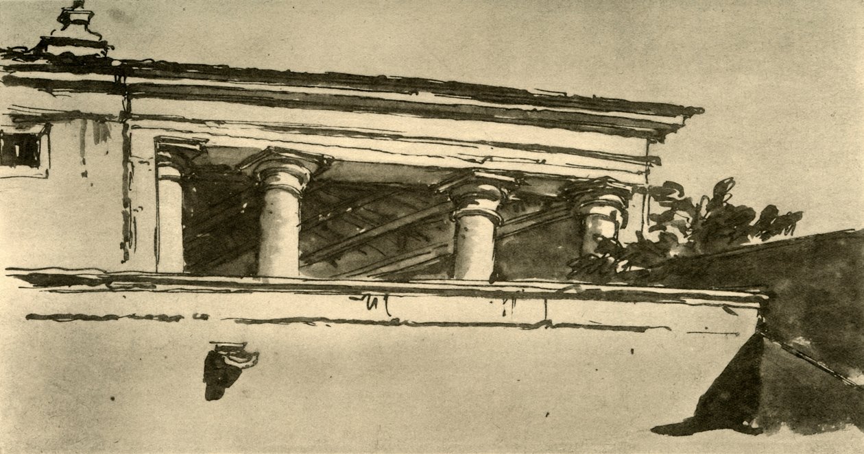 Egy villa oszlopcsarnoka, 1757, 1928 alkotó: Giovanni Battista Tiepolo