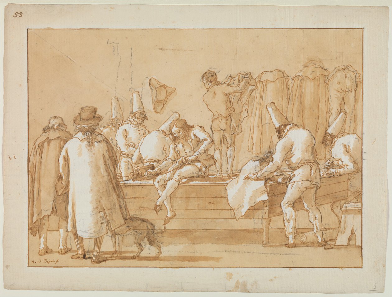 Punchinello szabósegédként, 1800 körül alkotó: Giovanni Battista Tiepolo