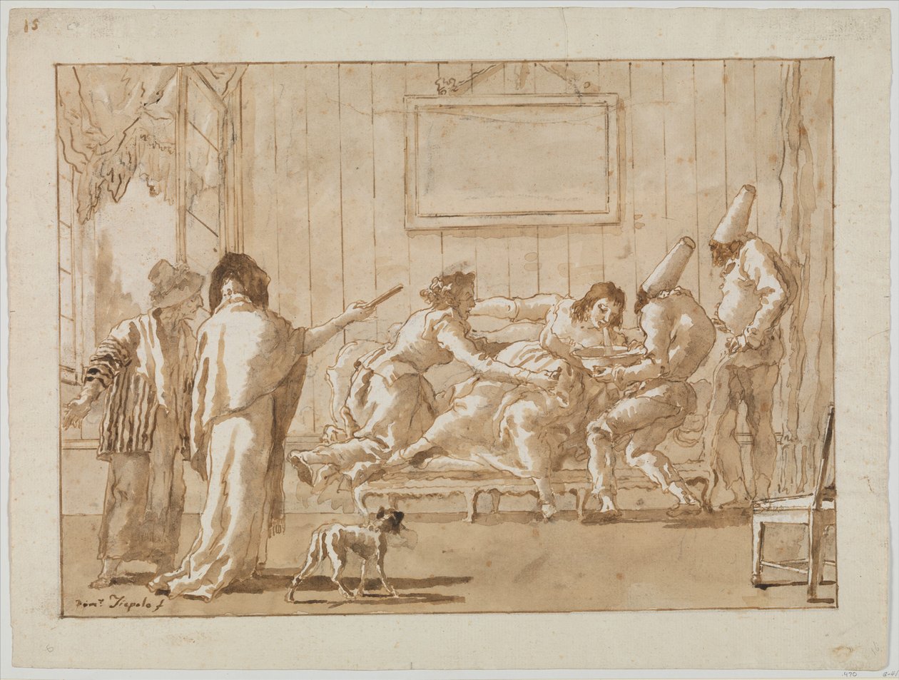 Punchinellos Anya (?) Beteg a terhességben, 1800 körül alkotó: Giovanni Battista Tiepolo