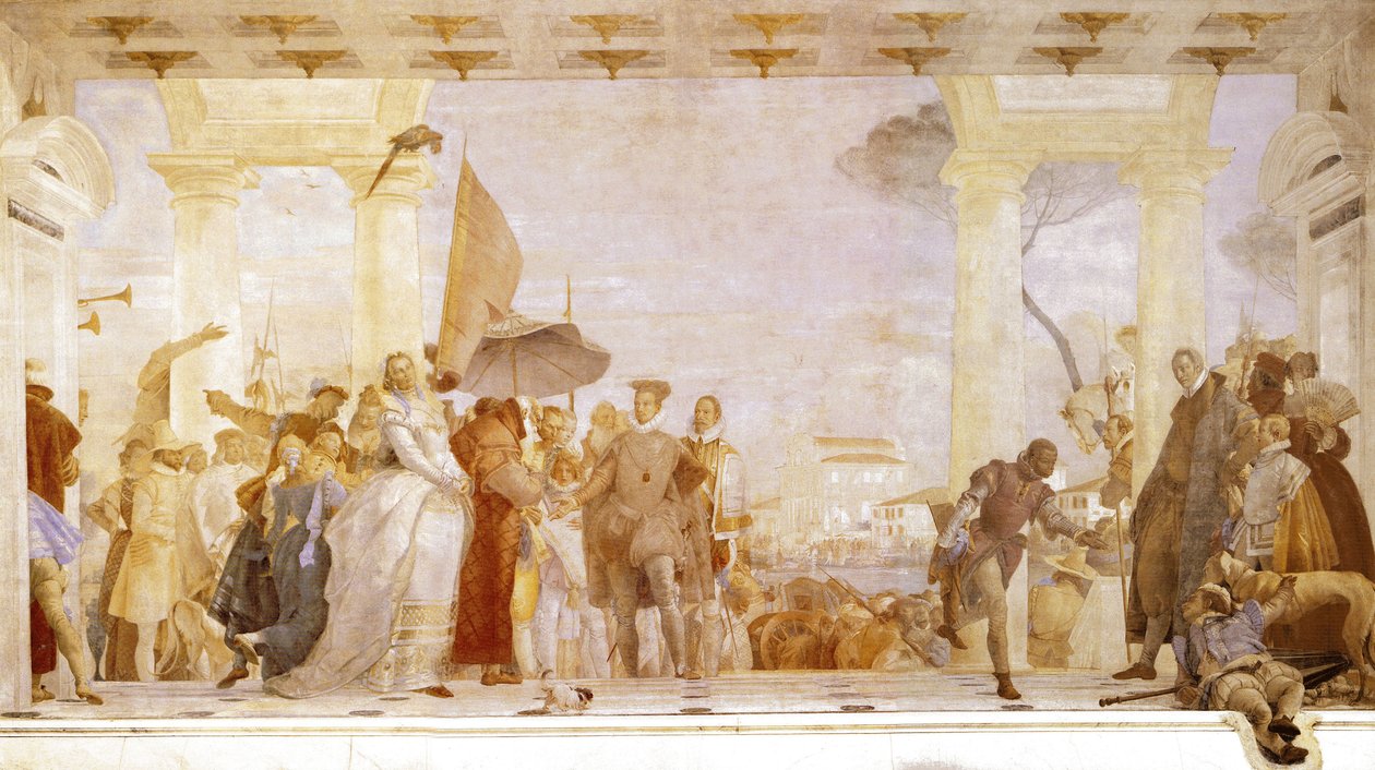 III. Henrik fogadása a Villa Contariniban. alkotó: Giovanni Battista Tiepolo