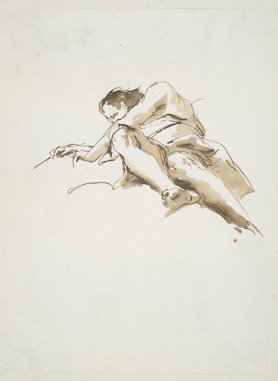 Hanyatt fekvő férfi alak alulról nézve alkotó: Giovanni Battista Tiepolo