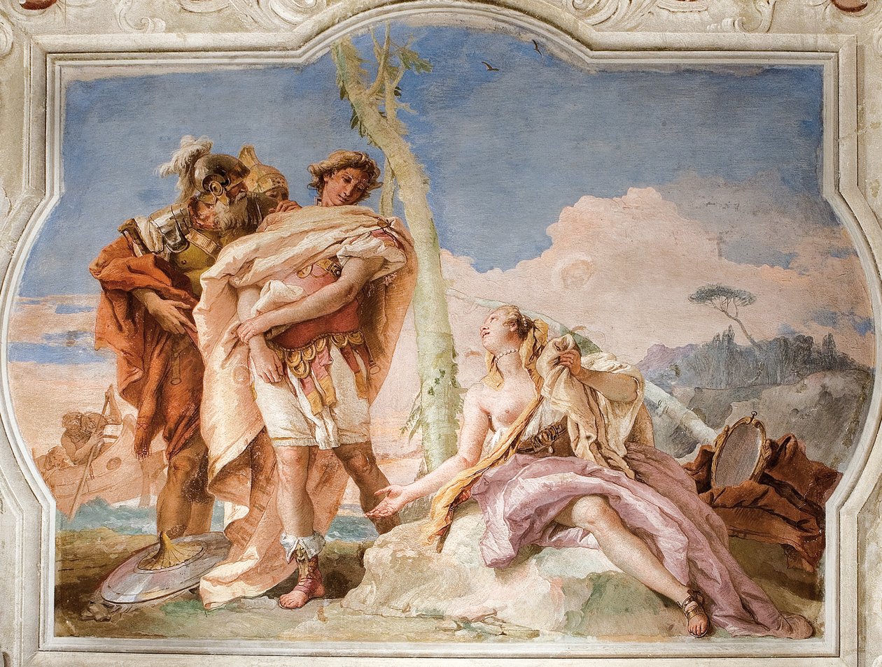 Rinaldo elhagyja Armidát, a jeruzsálemi szobából, a Palazzinában szállítják, 1757 alkotó: Giovanni Battista Tiepolo