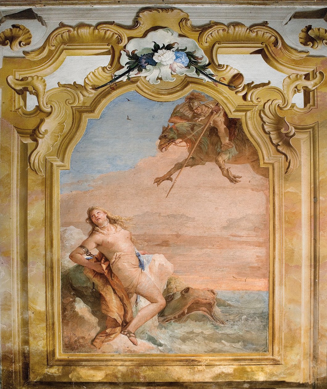 Ruggero kiszabadítja Angelicát Orlando Furioso szobájából a Palazzinában, 1757 alkotó: Giovanni Battista Tiepolo
