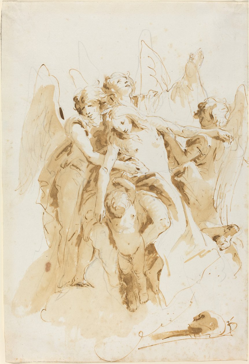 Angyalok által felemelt Szent Mária Magdolna alkotó: Giovanni Battista Tiepolo