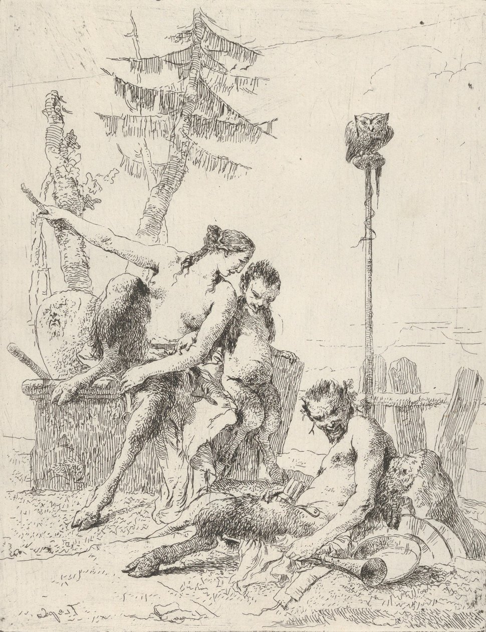 Satyr Family Pan és családja, a Scherziből, kb. 1743-50. alkotó: Giovanni Battista Tiepolo