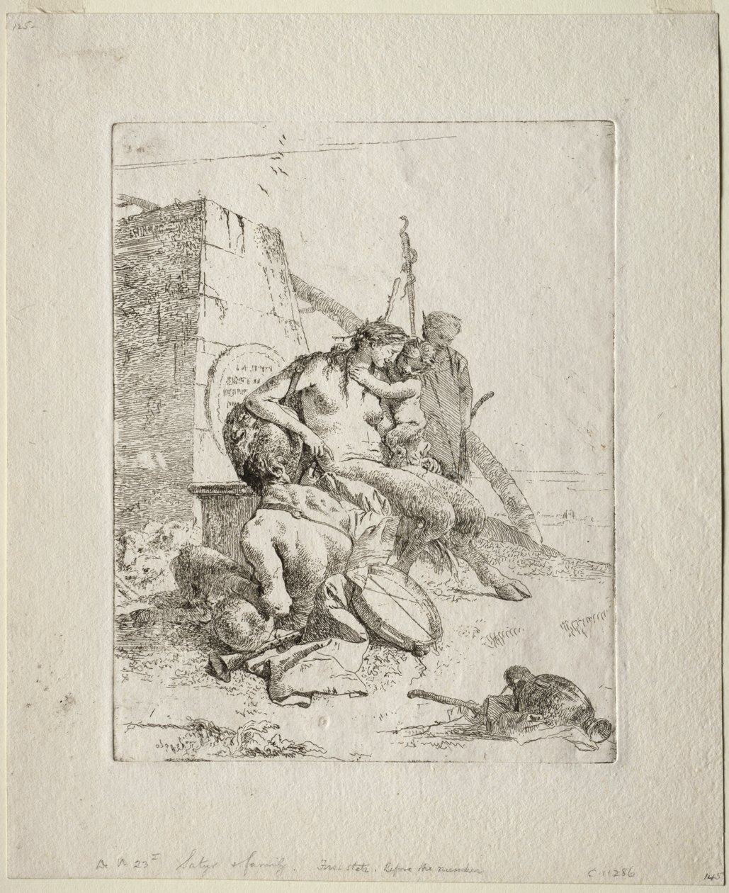 Scherzi di Fantasia: Szatír család az obeliszkszel alkotó: Giovanni Battista Tiepolo