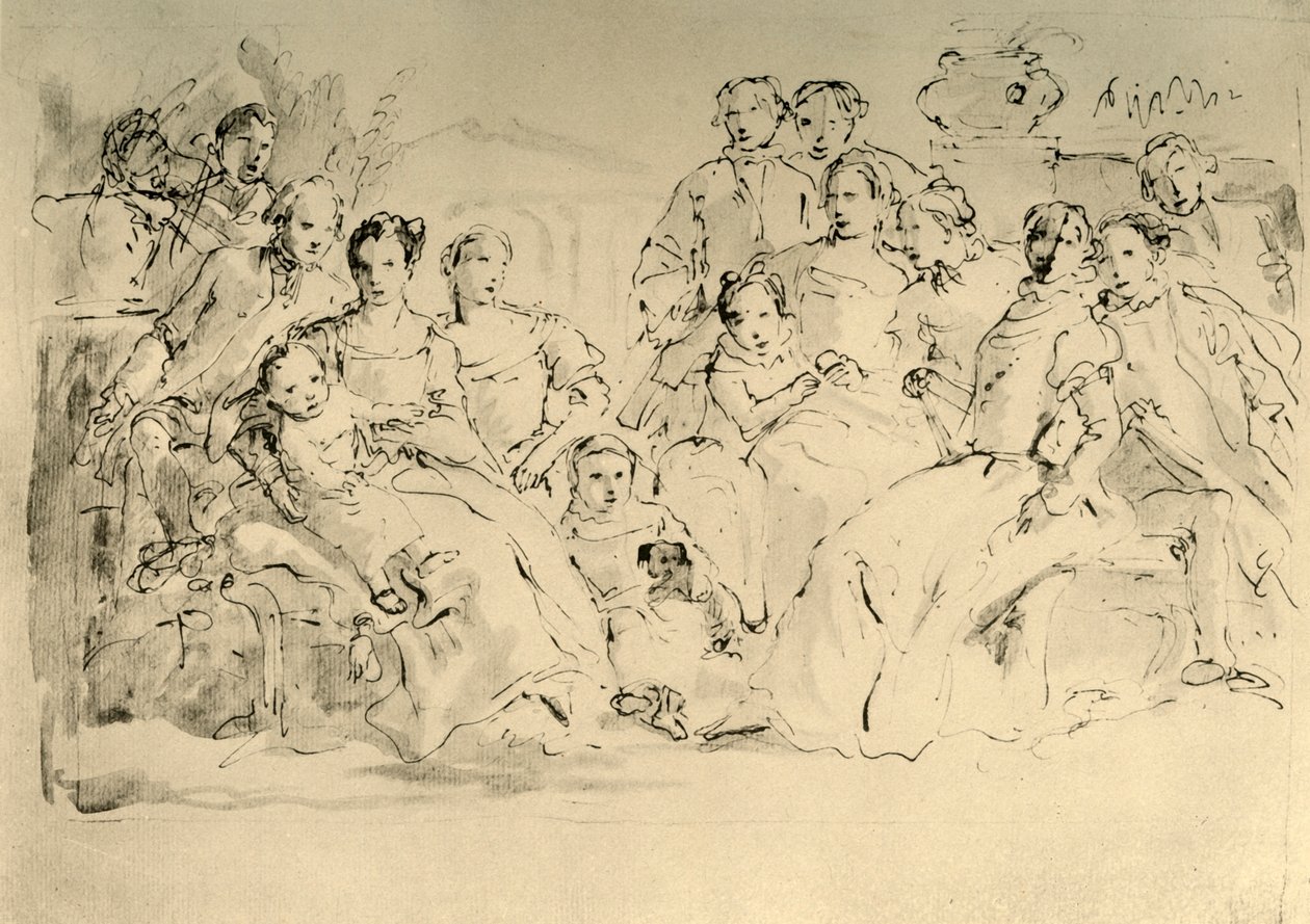 Vázlat egy csoportos portréhoz, 18. század közepe, 1928 alkotó: Giovanni Battista Tiepolo