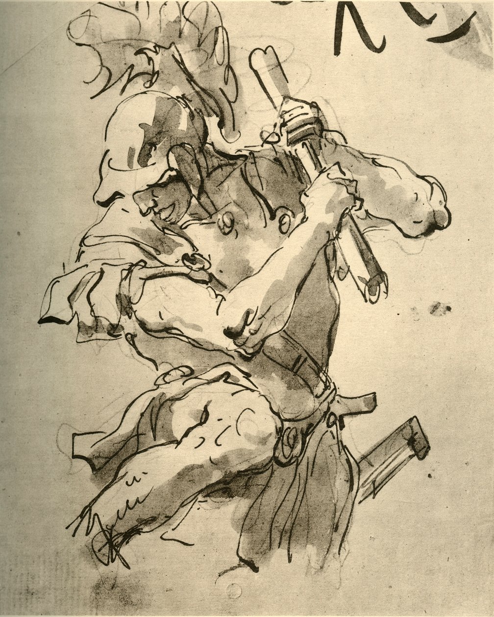Katona ütésre felemeli a karját, 18. század közepe, 1928 alkotó: Giovanni Battista Tiepolo