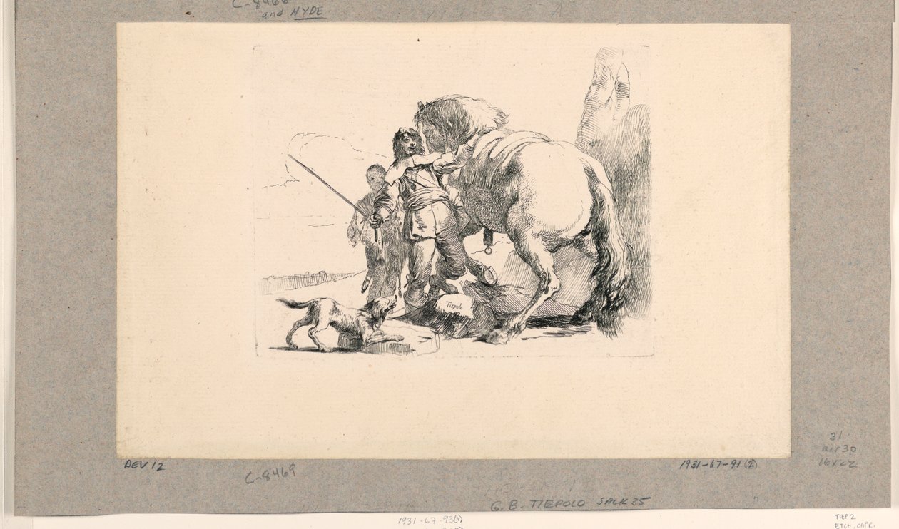 Katona lóval és vőlegénnyel, a Vari Capricciból alkotó: Giovanni Battista Tiepolo