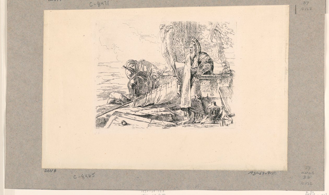 Álló mágus, ülő katona és ember, a Vari Capricci-ból alkotó: Giovanni Battista Tiepolo